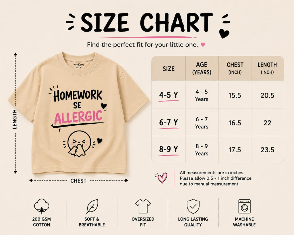 Homework Se Allergic 🖤 | Oversized Kids T-Shirt