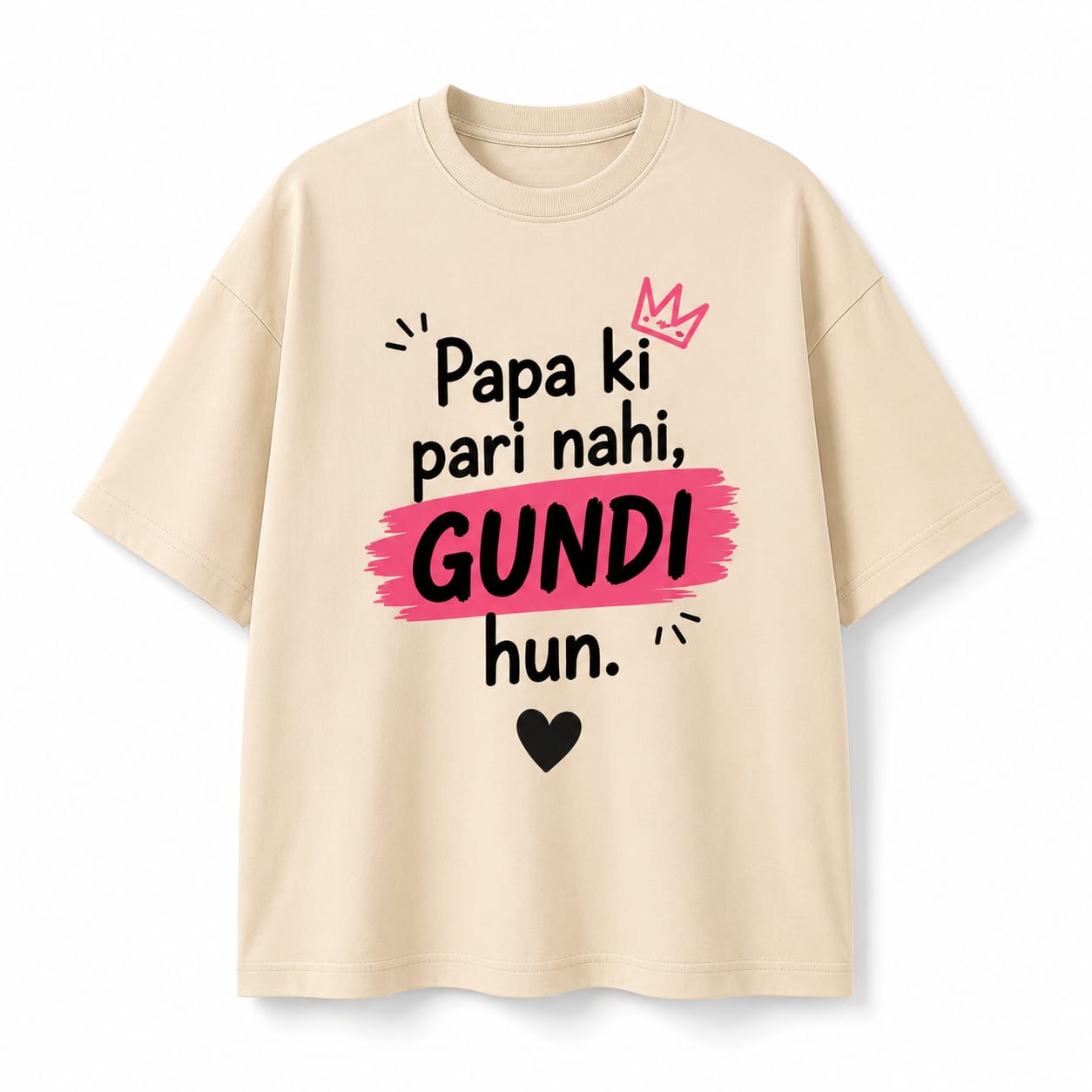 Papa Ki Pari Nahi, Gundi Hun 🖤 | Oversized Kids T-Shirt